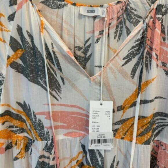NWT Closed | Women's White Orange Stella Printed Cotton Maxi Dress Size Small - Picture 9 of 9